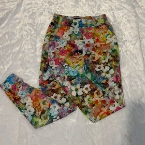 Womens flowered multi colored jogger dress pants